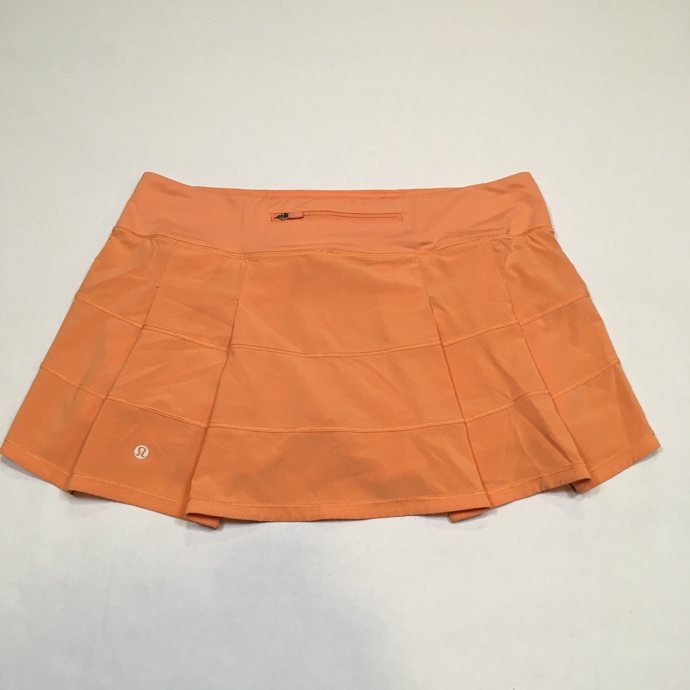 Lululemon Pace Rival Skirt Skort Sz 10 Regular Orange Pickleball Tennis Run - Picture 2 of 15